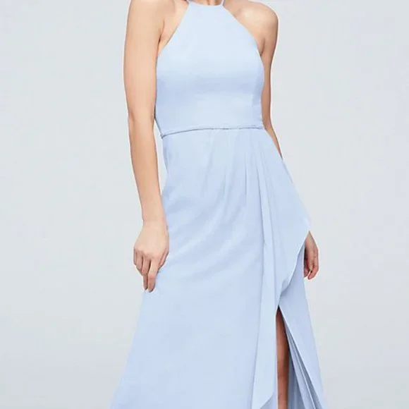 beach dresses for women over 50 ZAPAKA Women Convertible Dusty Blue Bridesmaid Dress Chiffon A Line Wedidng  Party Dress main image 1
